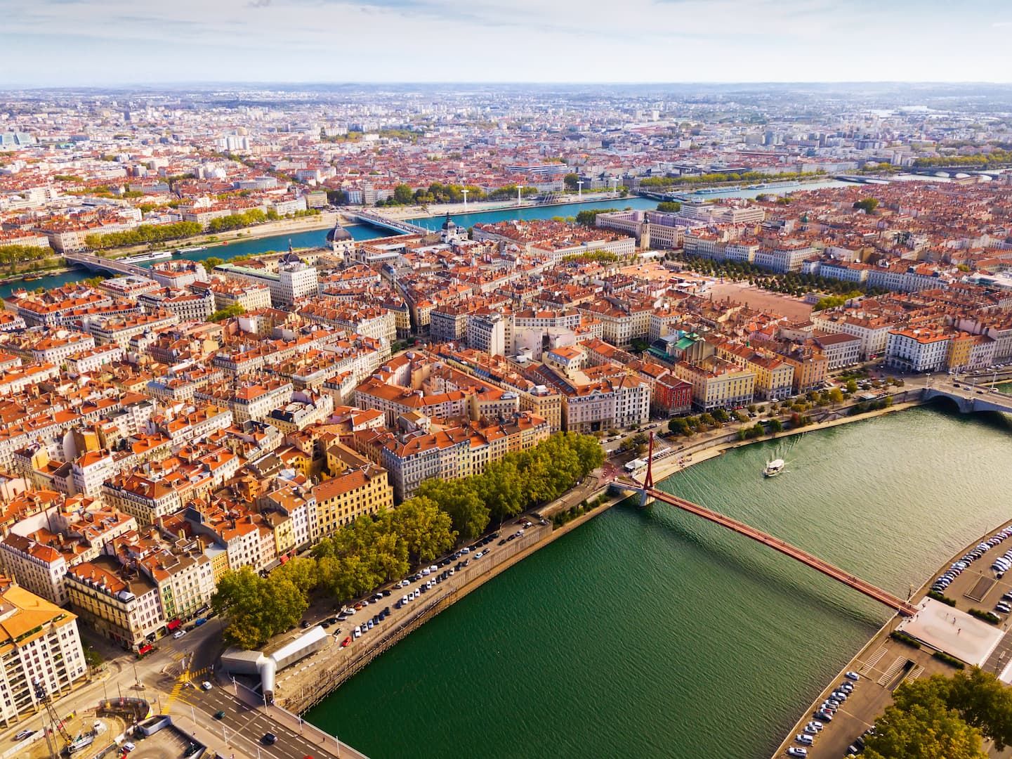 Photographie vue aérienne de la ville de Lyon